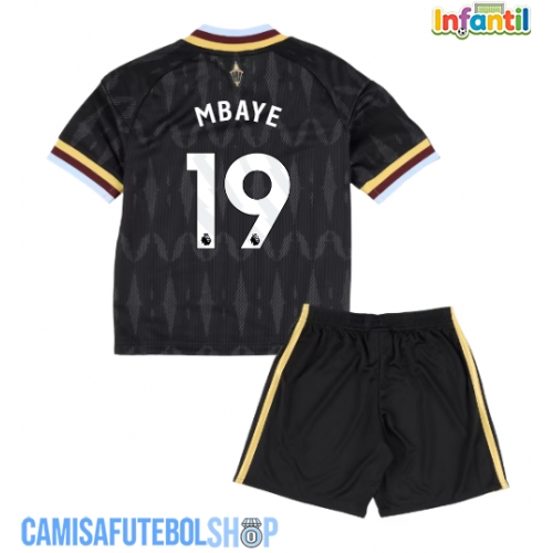 Camisa de time de futebol Aston Villa Ibrahim Mbaye #19 Replicas 2º Equipamento Infantil 2026-27 Manga Curta (+ Calças curtas)